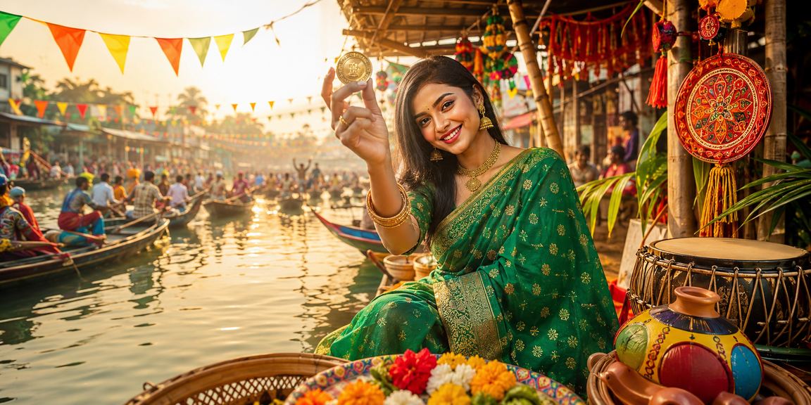 A Bangladeshi woman enjoying eg333 deposit and cashback benefits in Barisal