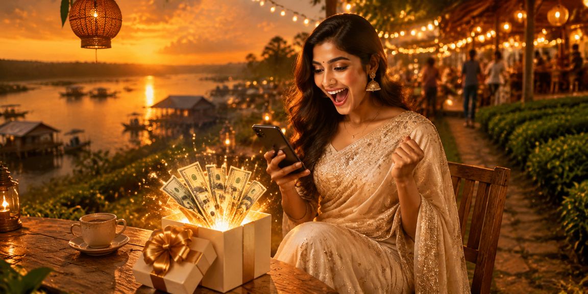 তাঙ্গুয়ার হাওরে শাড়ি পরা নারী eg333 মোবাইলে দায়িত্বশীলভাবে গেমিং করছেন
